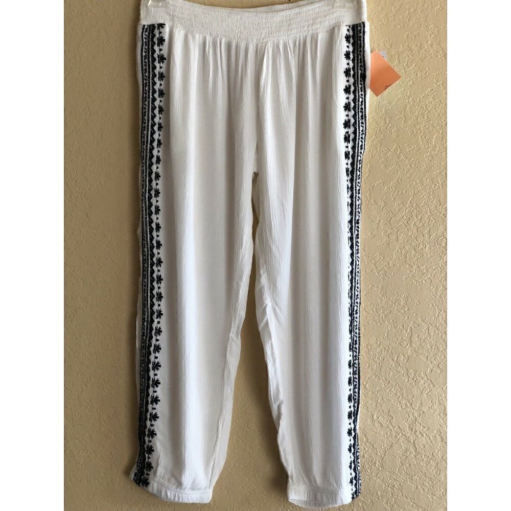 RipCurl Women's White Surfwear Oceana Embroidered Beach Pants GPAGF7 - Picture 10 of 11